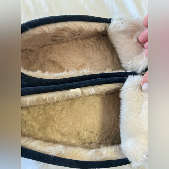 J.Crew Slippers Mens Size 12 Navy Suede Faux Shearling Lined Slip On - Picture 7 of 11